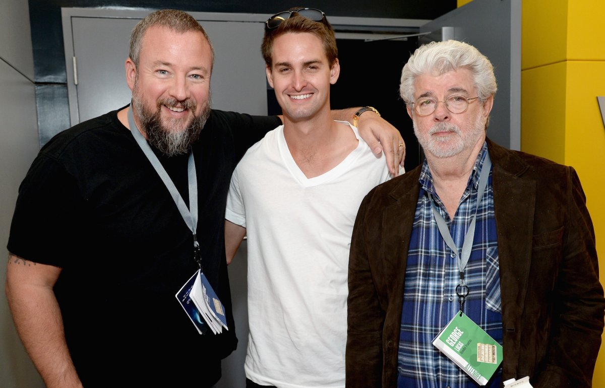 As Snapchat's user base and valuation continued to swell, Spiegel quickly became a bona fide celebrity in the worlds of tech and media. Here he is hanging out with George Lucas and Vice CEO Shane Smith during the Vanity Fair New Establishment Summit in October 2014.