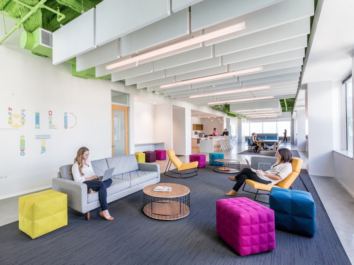 Adobe employs an open office design ...