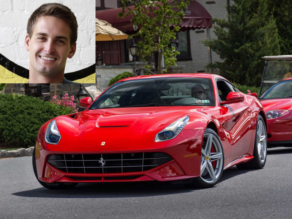 After Snapchat completed a big funding round in June 2015, Spiegel bought himself a Ferrari.