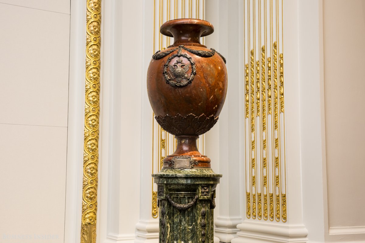 Also within the Board Room is a monumental stone and silver urn that was a gift from Czar Nicholas II of Russia in 1904.