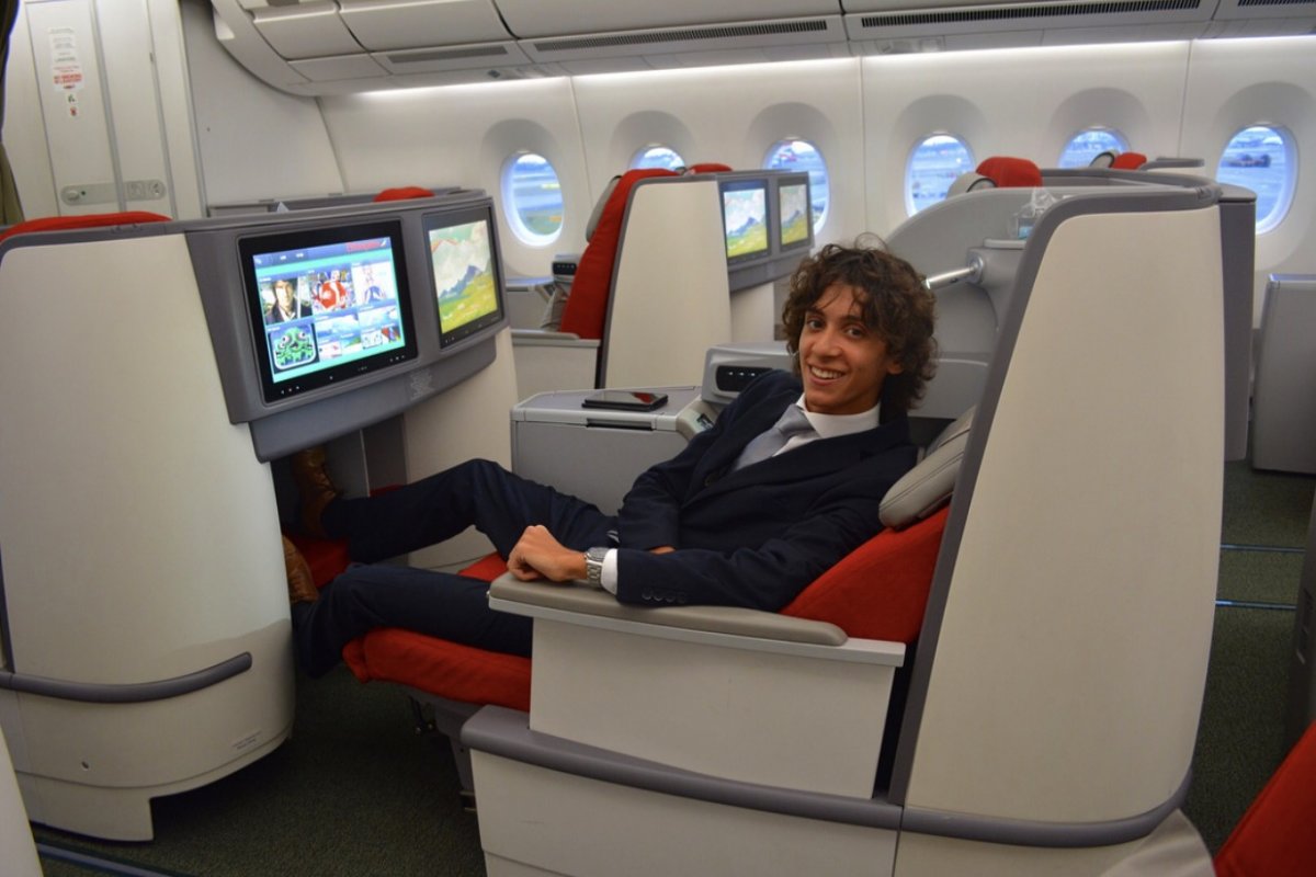 He tests out all of the seats in every cabin — including first class.