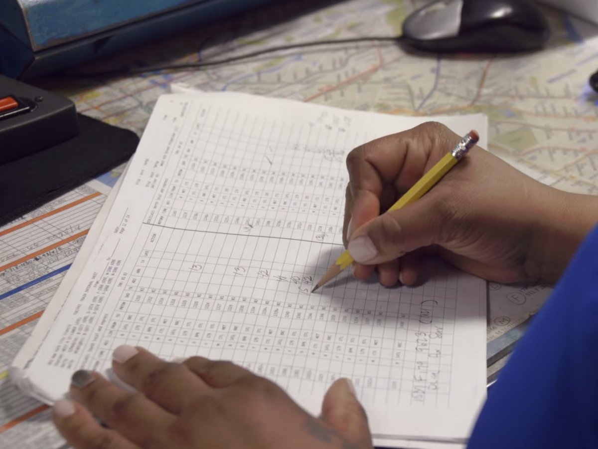 Here, at the West 4th Street control tower, MTA employees log train movements by hand ...