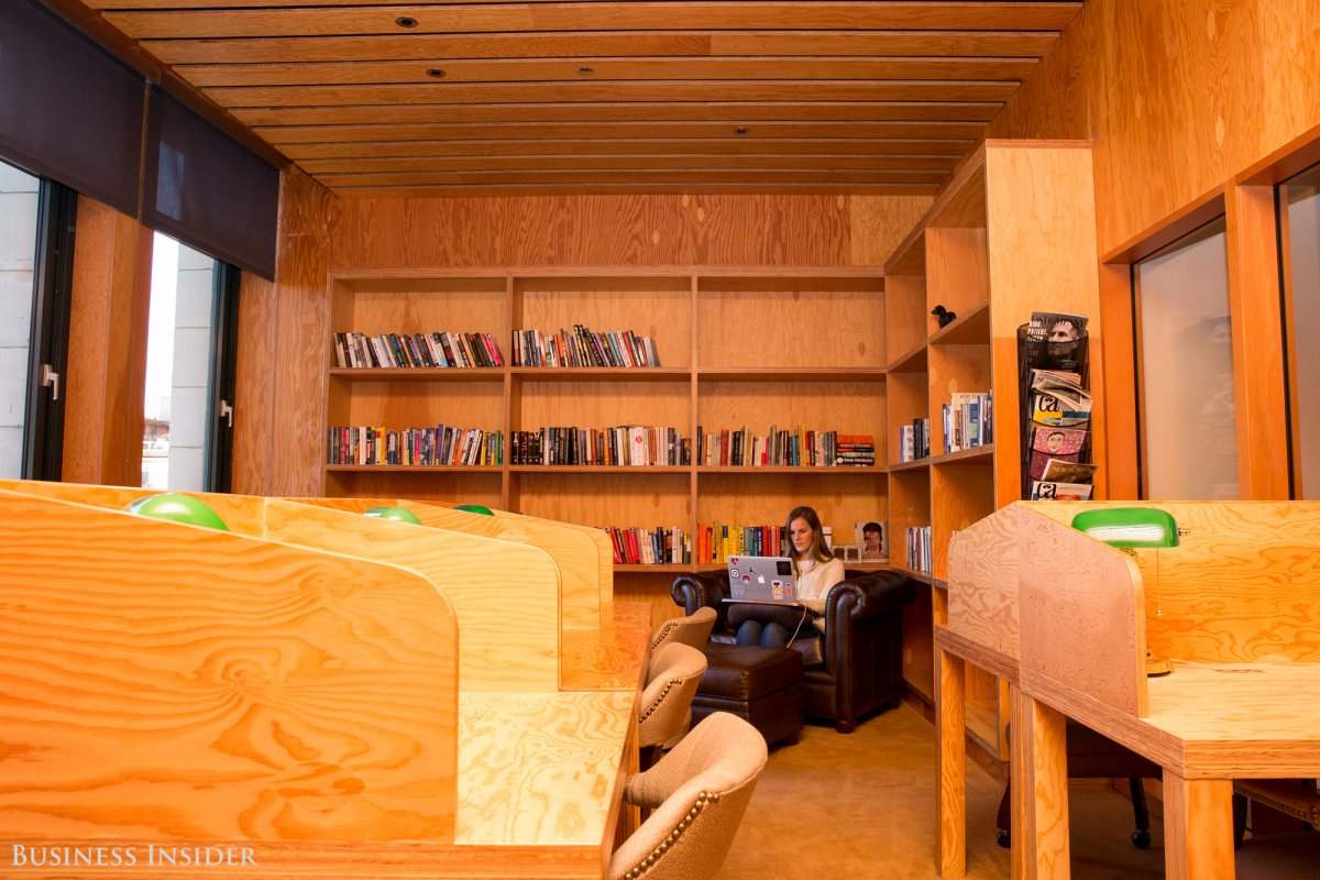 However, the office's library offers a quiet place to escape to.