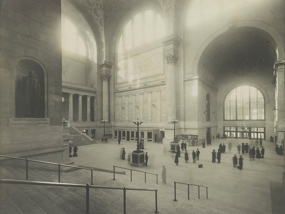 In the main waiting room, a bronze statue of Pennsylvania Railroad president Alexander Johnston Cassatt watched over travelers.