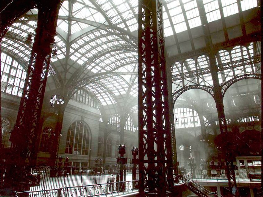 Part of the building's iconic ceiling was made from glass and wrought-iron.