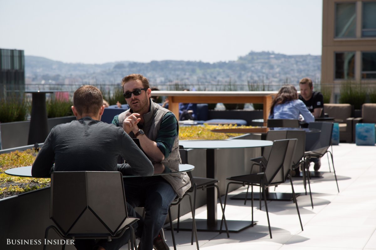 Plenty of employees take their breakfast, lunch, or dinner onto a patio on the 17th floor.