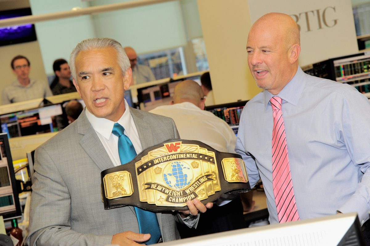 Retired professional wrestler Ricky Steamboat brought his championship belt.