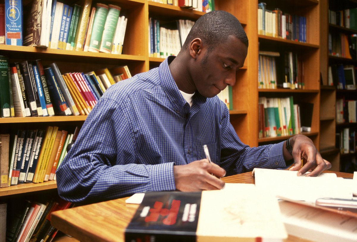 Student Studying in Library