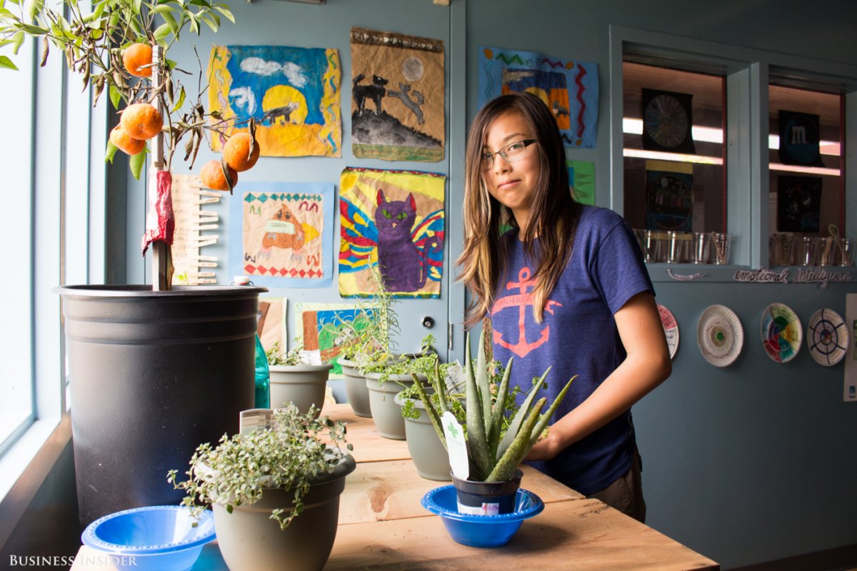 Another student, who wants to be a veterinarian, lawyer, writer, and manga comic-book writer, grew an indoor tea garden. She said she loves how the assignments "bend to your ability."