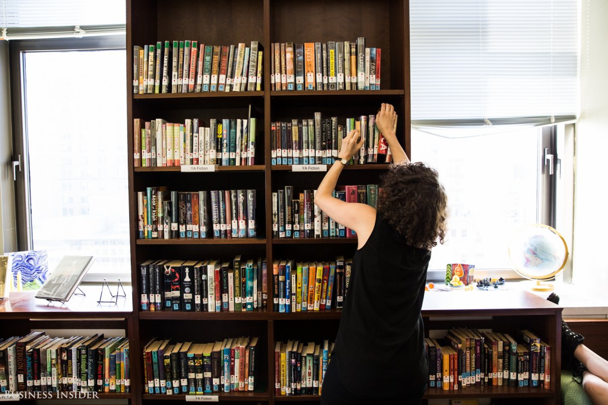 During a free period, students can use their time as they choose. Some come to do extra schoolwork in the library.