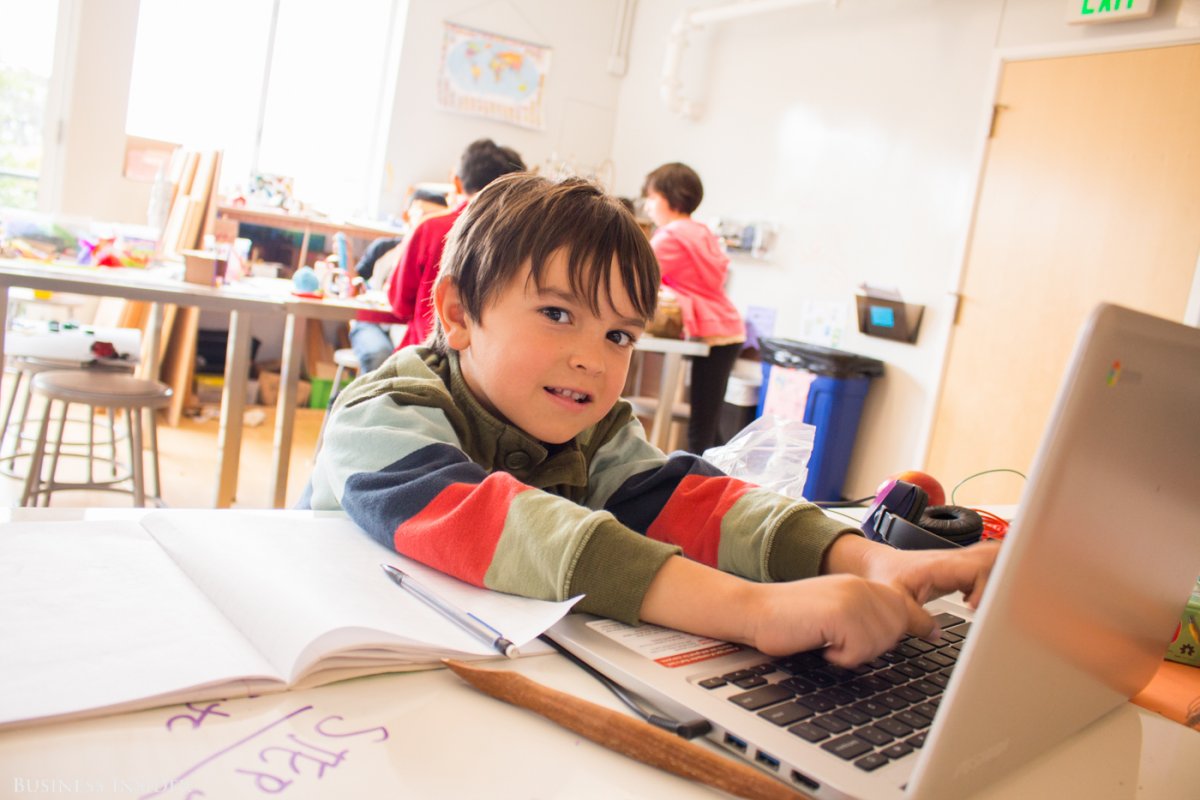 Each child receives a weekly "playlist" of individual and group activities that are aimed at achieving those goals. This student was writing an entry for his blog on coin collecting.