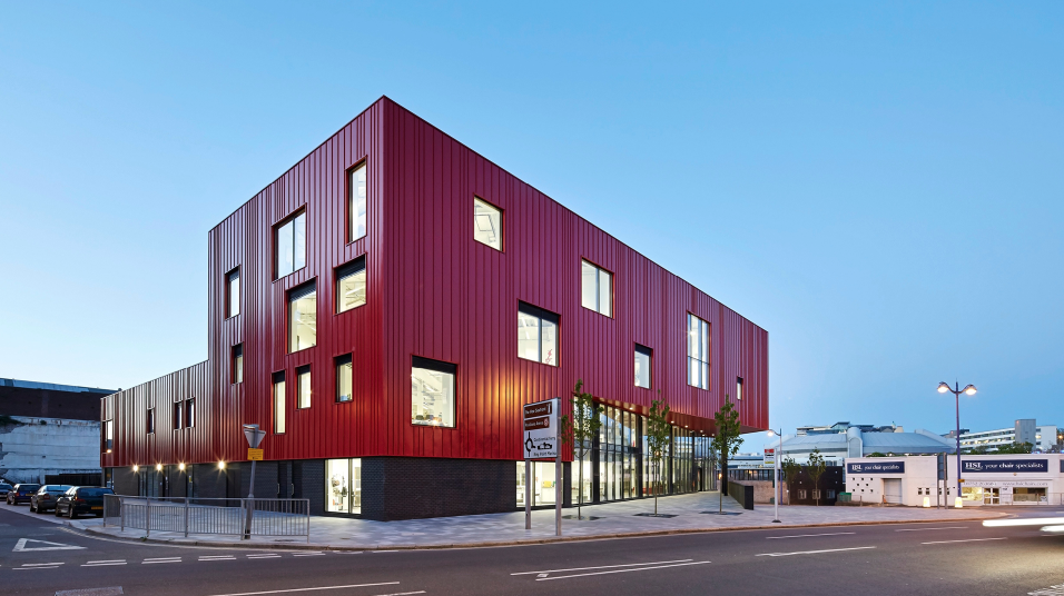 Feilden Clegg Bradley Studios designed the Plymouth School of Creative Arts in the UK. It also was selected as a finalist in this year's World Architecture Festival.