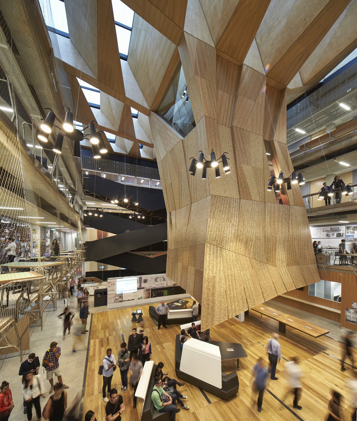 Melbourne's School of Design at The University of Melbourne features an incredible tree-like structure in the main atrium of the building.