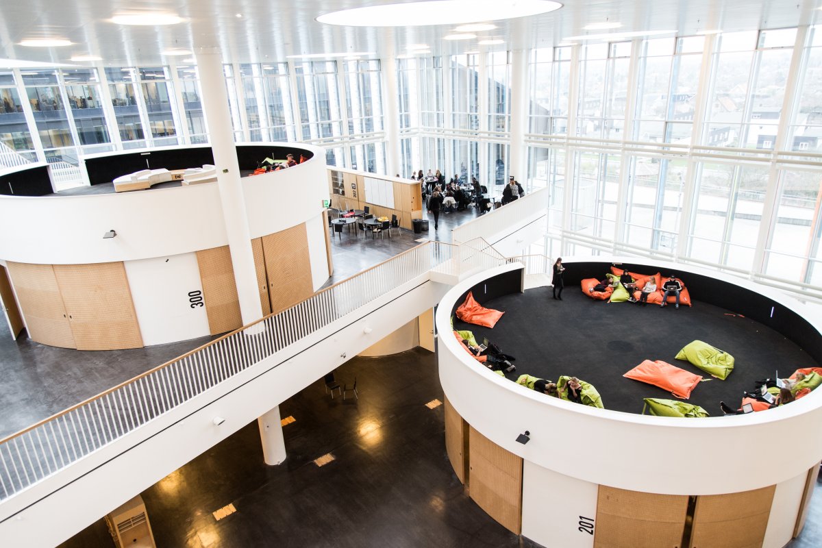 Ørestad Gymnasium in Copenhagen, Denmark: The school in a cube.