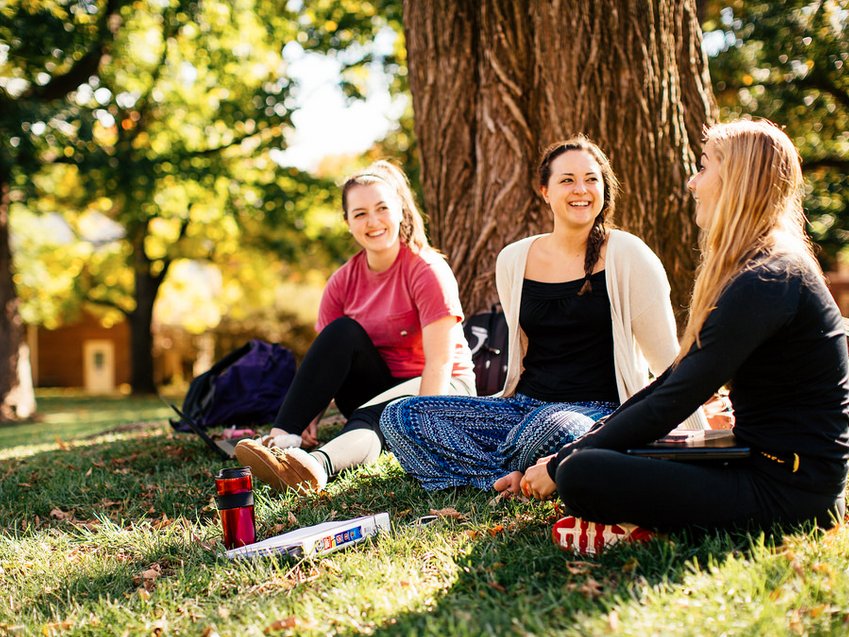 reading, books, reading outside, studying, studying outside, autumn, fall day, Roanoke College, college girls