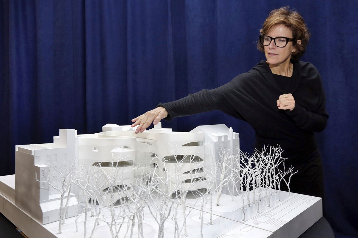 The project's chief architect, Jeanne Gang, demonstrated the model during an event at the American Museum of Natural History on Wednesday morning.